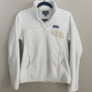 Medium Patagonia Women's Re-Tool Snap-T Fleece Pullover-Raw Linen/White